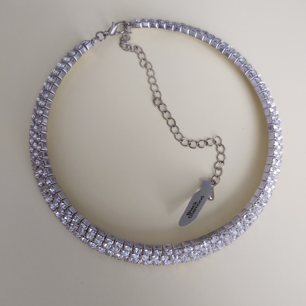 FINAL DISCOUNT Rhinestone 3 Row Adjustable Choker